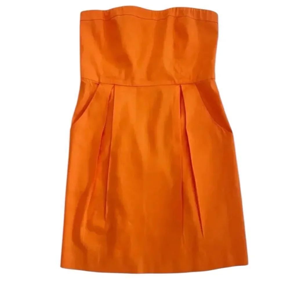 Theory Fabulous Orange Stretch Cotton Strapless Dress size 4